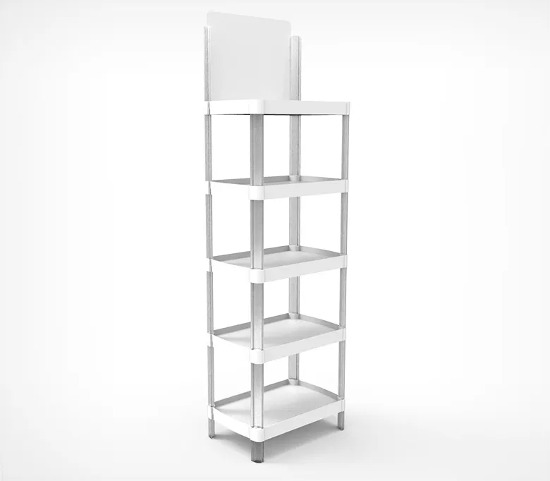 Универсальный пластиковый дисплей UNIFLEX, опора прозрачная, полка белая 600 мм