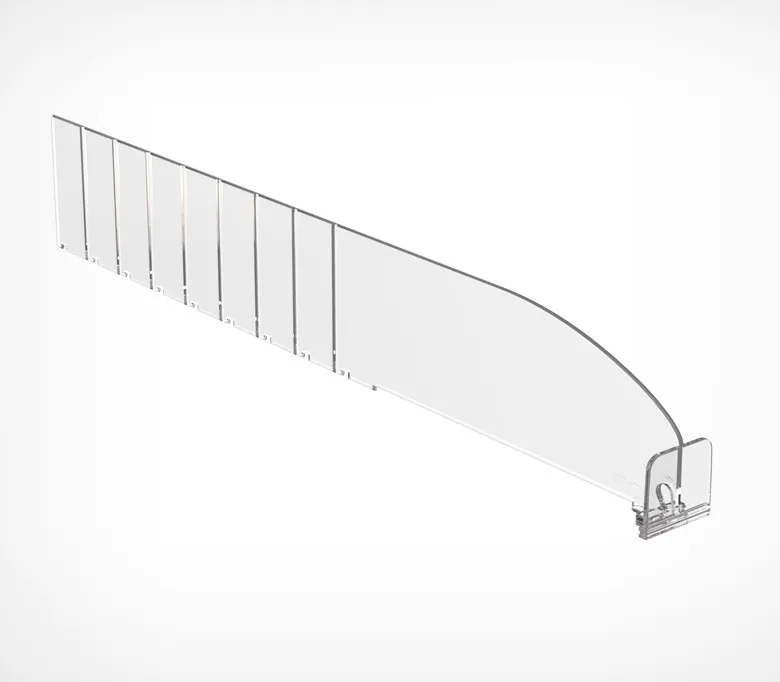 Разделитель пластиковый высотой 60 мм с передним ограничителем 30 мм DIV60-BT30, длина 285-485 мм