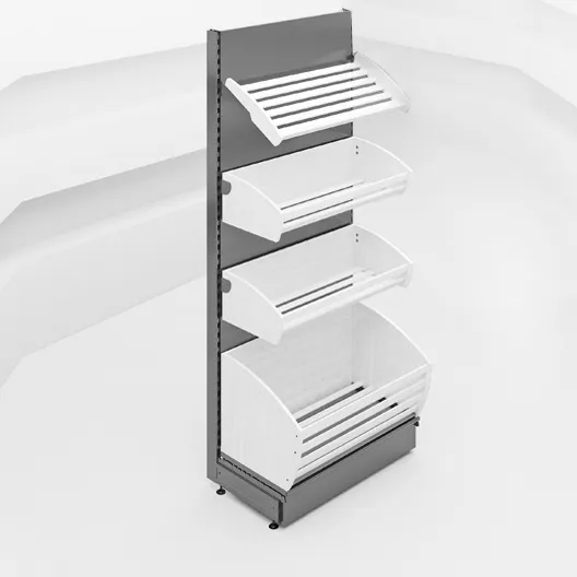 Пристенный стеллаж L=1000 мм H=2250 мм c хлебными полкамиEco Line