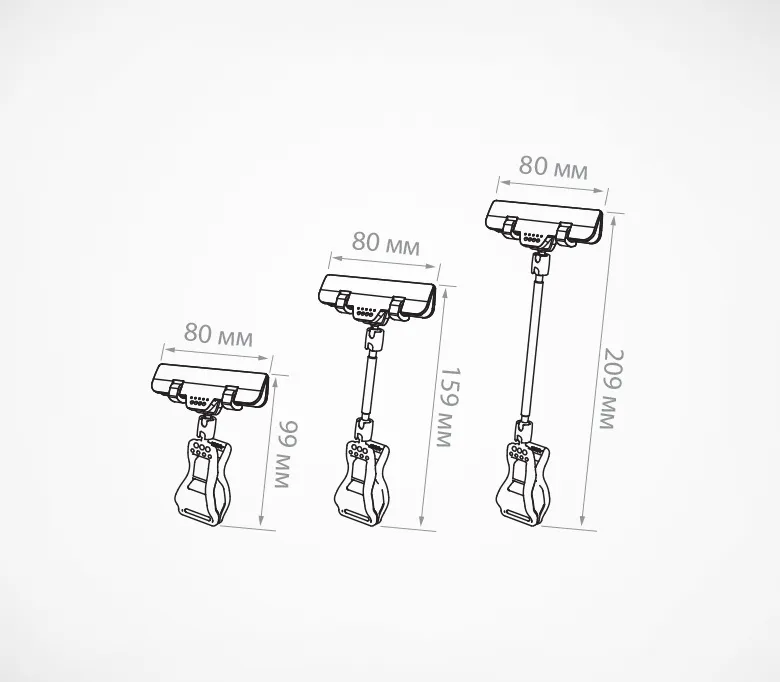 Ценникодержатель на прищепке универсальный с широким зажимом FX-CLAMP, ножка 50 мм