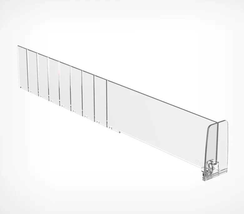 Разделитель пластиковый высотой 60 мм с передним ограничителем 60 мм. DIV60-BT60, длина 0185-0385