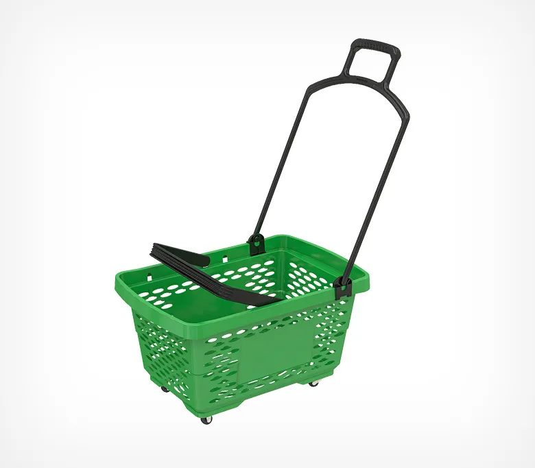 Корзина-тележка пластиковая с 2 пластиковыми ручками, DISCO, цвет зеленый