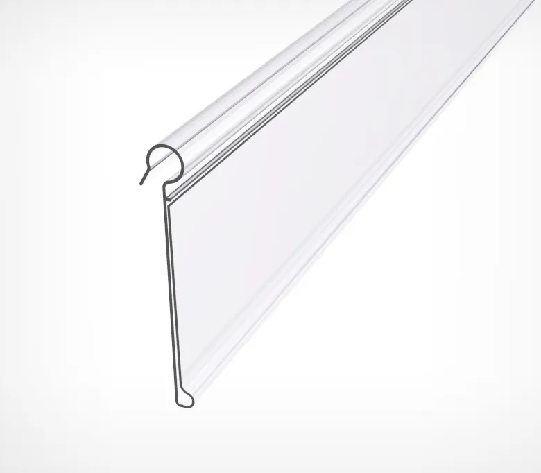 Ценникодержатель на корзины из металлических прутьев DRA39, длина 1250мм, цвет прозрачный