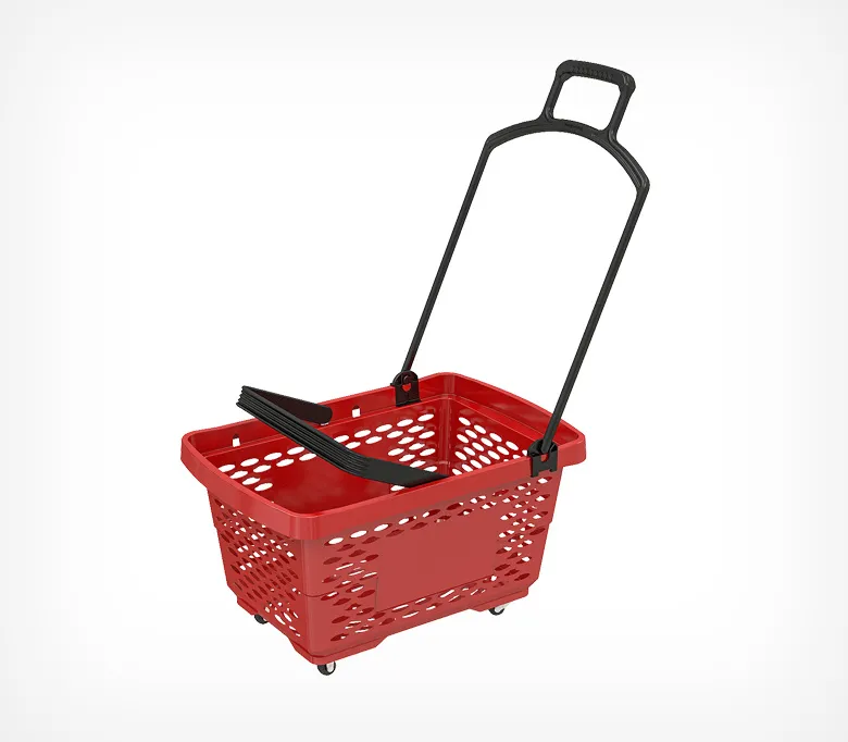 Корзина-тележка пластиковая с 2 пластиковыми ручками, DISCO, цвет красный