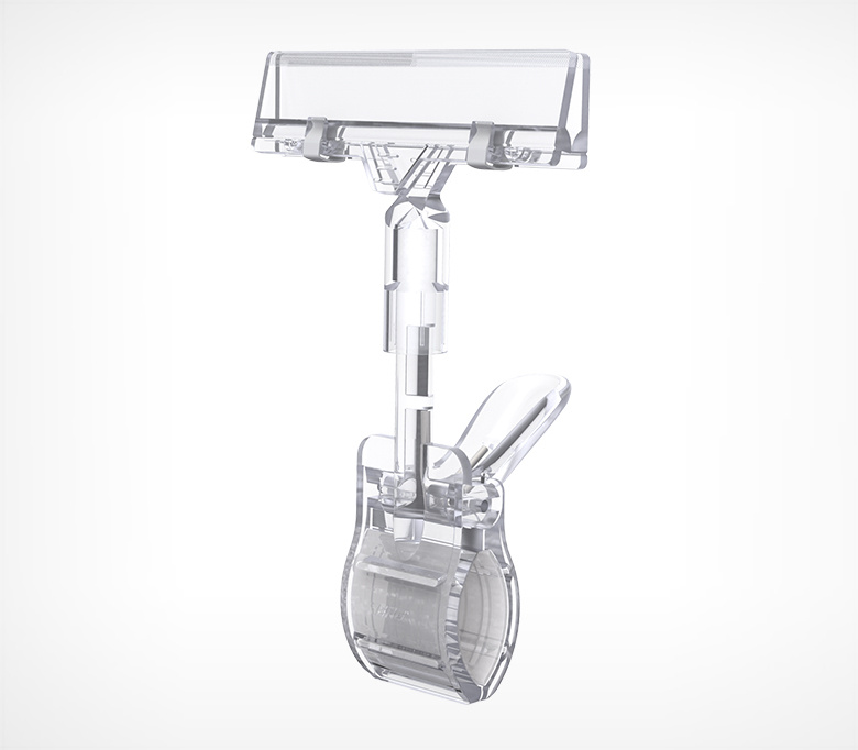 Ценникодержатель на прищепке большой универсальный CLAMP-DBL 100, прозрачный