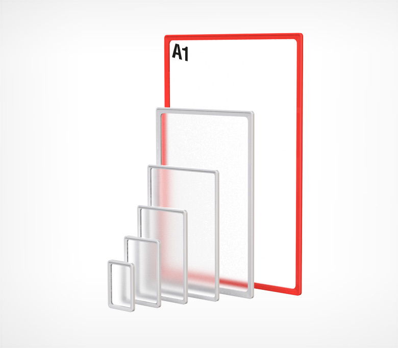 Рамка из ударопрочного пластика с закругленными углами PF-A1, цвет красный